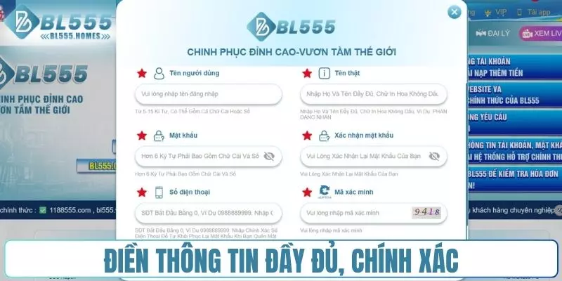 Điền thông tin và kiểm tra lại đầy đủ để hoàn tất